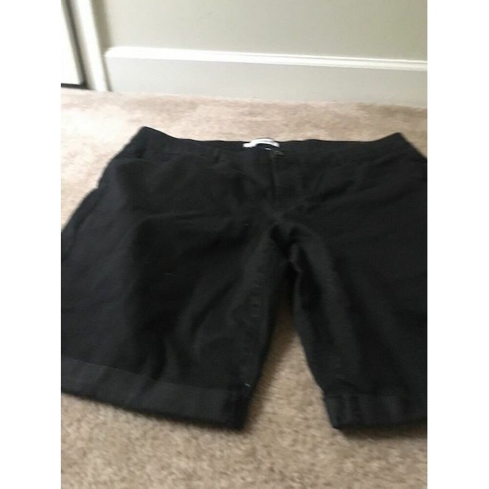 Pure Energy Women's Jean Shorts Zip Button Cuffed Size 24 W Black